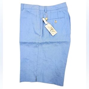 Peter Millar Women's 100% Stonewashed Blue Linen Shorts